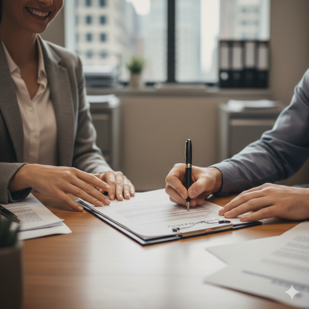 mano firmando un contrato